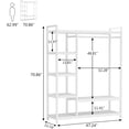 thumbnail image 2 of Tribesigns Freestanding Wooden Closet Clothes Rack, Heavy Duty Grament Rack with Shelves for Bedrom,Wardrobe Closet Organizer, 350 lb Capacity, White, 2 of 4