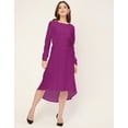 thumbnail image 2 of Moomaya Solid Rayon Long Sleeve Fit & Flare Dress - Round Neck Casual Dress, 2 of 9