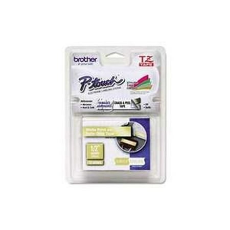 Brother 12mm (1/2") Simply Stylish White on Satin Gold Laminated Tape (5m/16.4') (1/Package)