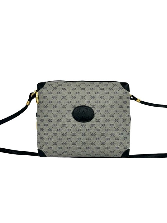 Pre-Owned GUCCI Old Gucci Micro GG Logo Pattern Leather Mini Shoulder Bag Pouch Navy 19165