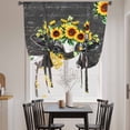 thumbnail image 4 of Cow Sunflower Tie Up Curtain 45 Inches Long, Plant Farm Flower Balloon Style Kitchen Window Curtain Over Sink, Small Window Rod Pocket Curtain 42"x45", 4 of 9