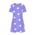 thumbnail image 4 of QUINDOS Womens Dresses Short Sleeve Casual Sundress Crew Neck Sun Dresses Summer Beach Loose Polka Dot Mini Above Knee Womens Dresses, 4 of 4