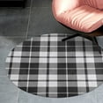 thumbnail image 4 of Plaid Pattern Black And White Plaid Round Carpet Circle Rug Outdoor Patio Area Rug Washable Large Area Rugs Hallway Room Decor Fitness Mats, 4 of 8