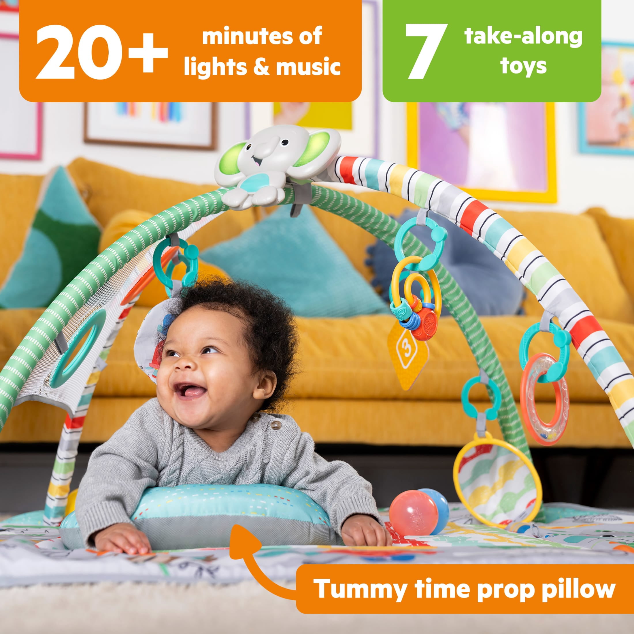 Bright Starts 5-in-1 Your Way Ball Play - Jumbo Play Mat Converts to Ball Pit Baby Gym, Newborns to Toddlers - Totally Tropical (Green)