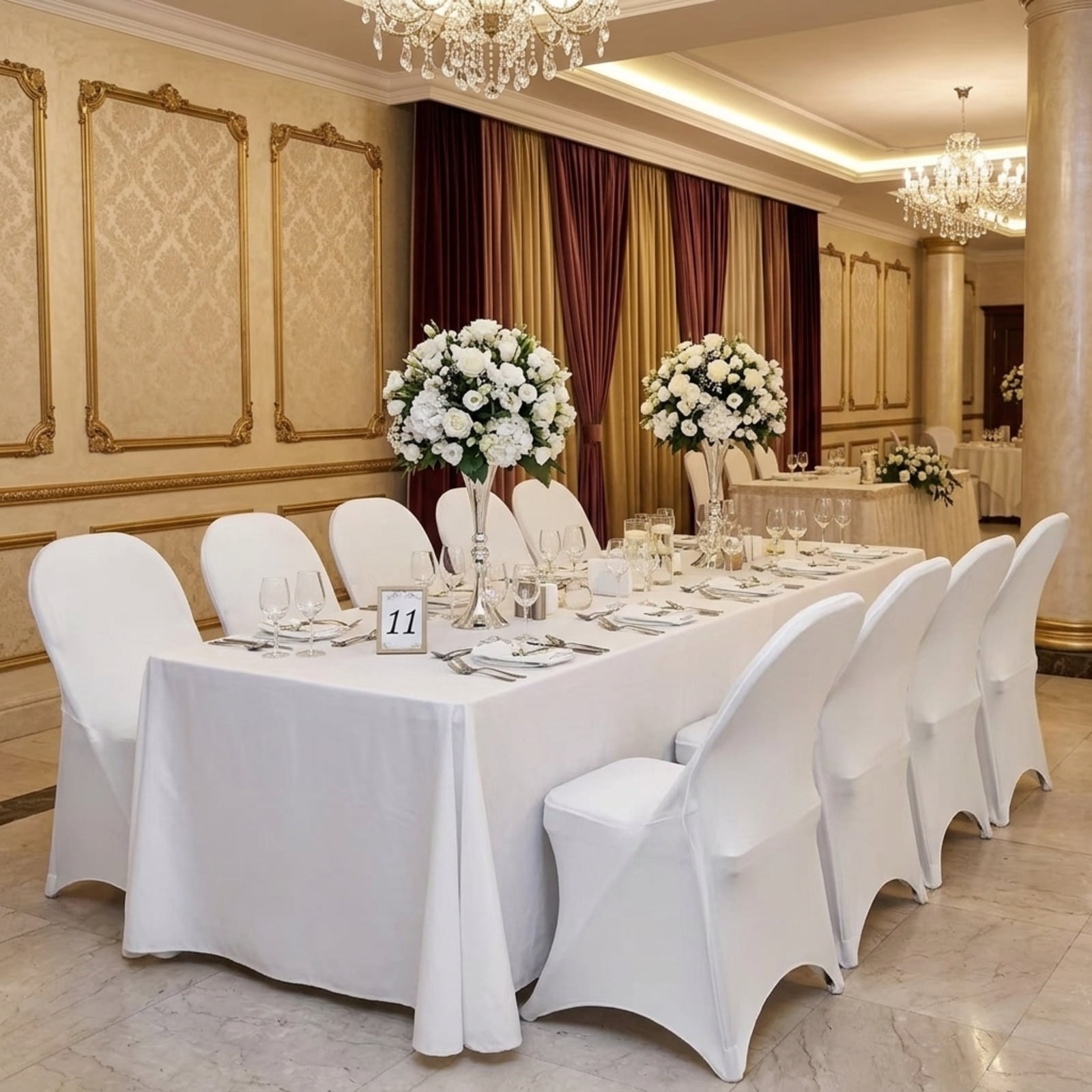 Fenbeli Stretch Folding Chair Covers 12 Pack, White Washable Spandex Slipcovers with Elastic Foot Pockets, Universal Fit for Weddings Banquets Parties and Events