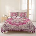 thumbnail image 3 of Twin Quilt Set 68''x86'', Boho Pink Lightweight Bedspread Coverlet Set with 2 Pillow Shams, Middle Century Boho Geometric Abstract Southwestern Breathable All Season Quilt Bedding for Dorm/Bedroom, 3 of 9