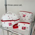 thumbnail image 1 of Bolsa de maquillaje con diseño de gato y cereza, gran capacidad, bonita bolsa de almacenamiento, bolsa de papelería portátil para estudiantes, bolsa de lavado portátil, 1 of 2