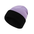 thumbnail image 3 of AUNVITO Warm Striped Knitted Hat with Ear Protection Color Blocked Pompom Beanie for Men and Women, 3 of 3
