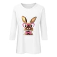 thumbnail image 4 of Happy Easter Day Shirt for Women Casual Easter Eggs Printed Tops Tunics Bunny Rabbit Print 3/4 Sleeve T-Shirt Blouse, 4 of 5