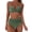 Green, variant on Women Two Piece High Waist Swimsuit Bathing Suit with Push Up V Neck Swim Top