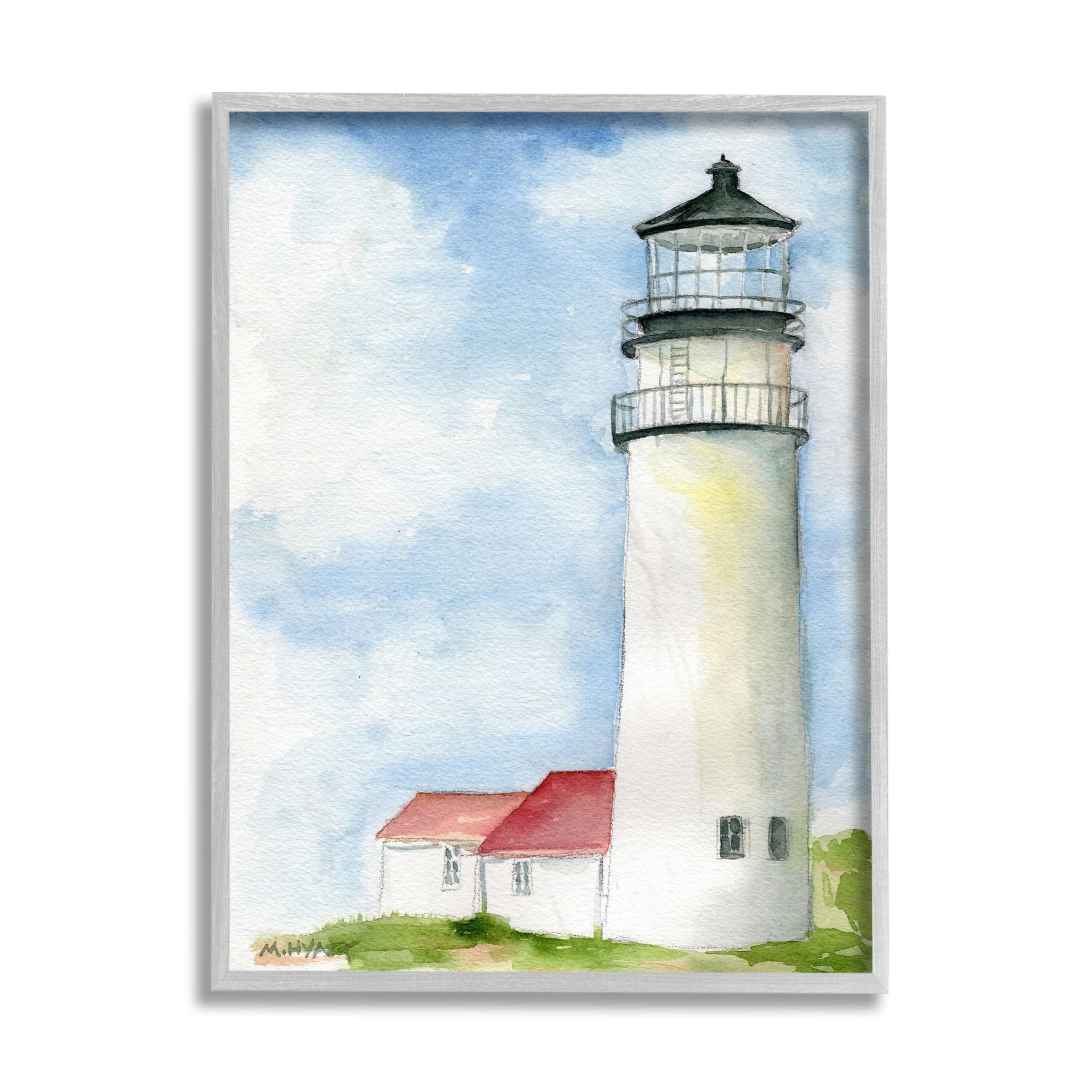 Stupell Industries Highland Lighthouse Nautical Coast Architecture Black Framed, 24 x 30, Design by Melissa Hyatt LLC