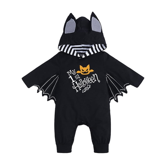 ATAIKU Halloween Infant Newborn Baby Bat Hooded Jumpsuit with Ear Outfit Newborn Bats Costumes with Wings Cosplay 3-6M