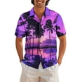 thumbnail image 2 of Hawaiian Shirt for Men Short Sleeve Casual Lapel Button Down Beach Shirt Purple L, 2 of 4