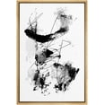 thumbnail image 3 of PixonSign Framed Canvas Print Wall Art Black Brushstrokes and Graphic Paint Splatters Decorative Shapes Illustrations Modern Art Alternative Dark for Living Room, Bedroom, Office - 16"x24" Natural, 3 of 5