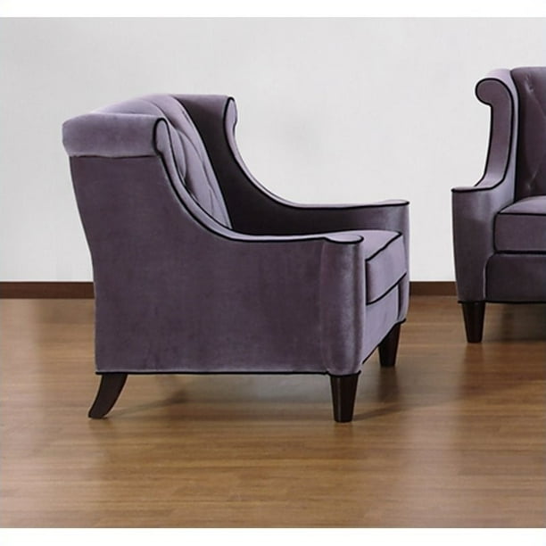 Armen Living Barrister Chair, Gray Velvet with Black ...