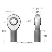 Jeremywell Chromoly Panhard Bar 3/4†Rod End Heim Joint KIT .750 Left and Right Hand Thread XMR-12 XML-12