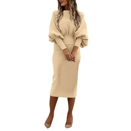 

Women s Round Neck Solid Color Long Sleeves High Waist Tight Corset Casual Holiday Dress