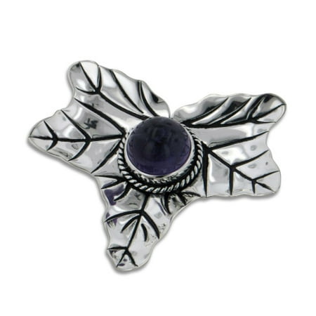 - Large Maple Leaf with Genuine Amethyst Sterling Silver Slide Pendant