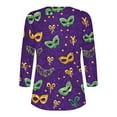 thumbnail image 4 of Ounisa Womens Funny Mardi Gras 3/4 Sleeve Sequins Mask Printed Shirts Tunics 2025 Trendy Holiday T-Shirts Carnival Tops, 4 of 5