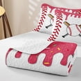 thumbnail image 4 of Erosebridal Girls Baseball Game Bed Spread Queen,Ball Ice Cream Drip Queen Coverlet Set For Kids,3-Piece, 4 of 7
