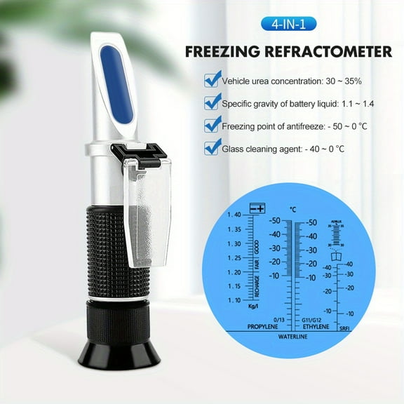4 in 1 Automotive Antifreeze Refractometer Car Urea Fluid Tester Battery Freezing ATC Detector Handheld Electrolyte Hydrometer