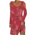 thumbnail image 1 of Robe d'Été pour Femmes Imprimée Manches Longues Col Rabattu, Robe pour Femmes, Robe Manches Longues pour Femmes Robe d'Été, 1 of 5