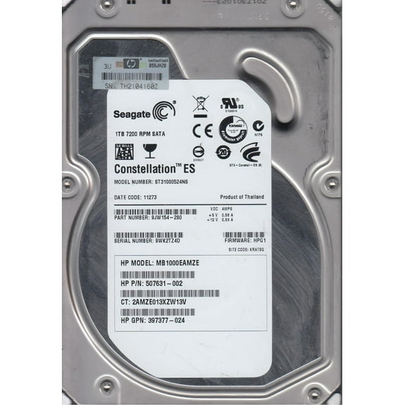 ST31000524NS, 9WK, KRATSG, PN 9JW154-280, FW HPG1, Seagate 1TB SATA 3.5 Hard Drive