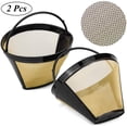 thumbnail image 2 of 2 Pieces Reusable Coffee Filters, Coffee Filter Mesh, Permanent Reusable Coffee Filter, Stainless Steel Permanent Reusable Fine Net With Handle For Most Coffee Makers (Gold), 2 of 5