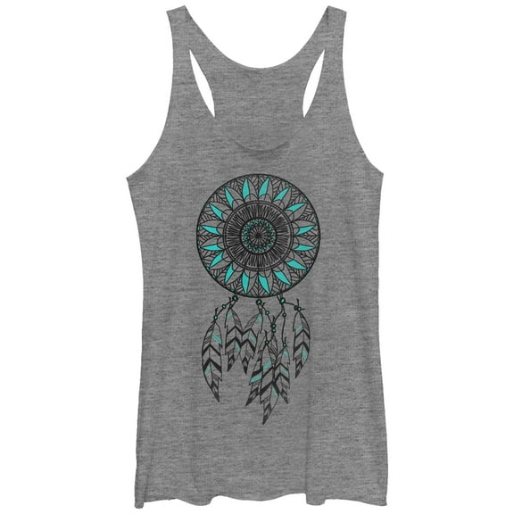Women's Lost Gods Dream Catcher Wish Racerback Tank Top Gray Heather Small