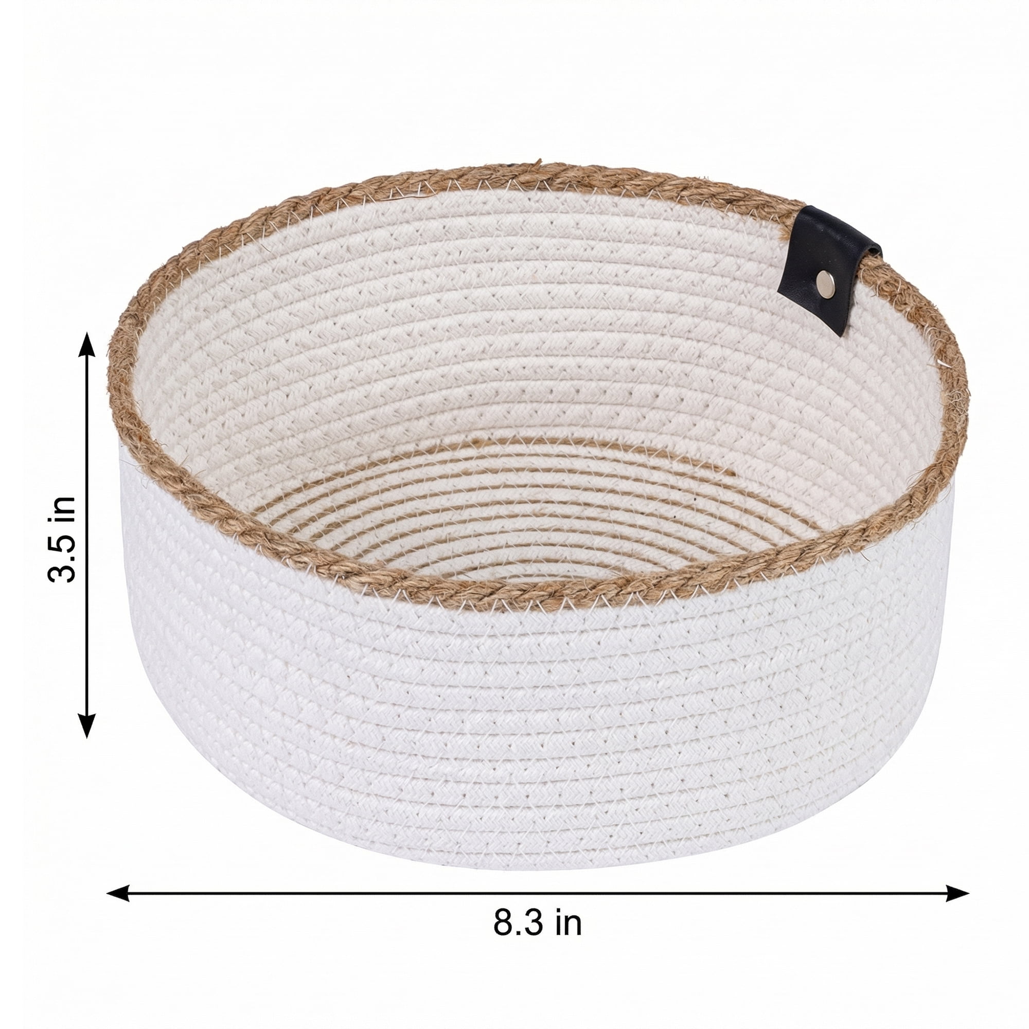 Unique Bargains Woven Storage Basket for Key Tray Bowl White-Brown 8.3*8.3*3.5in