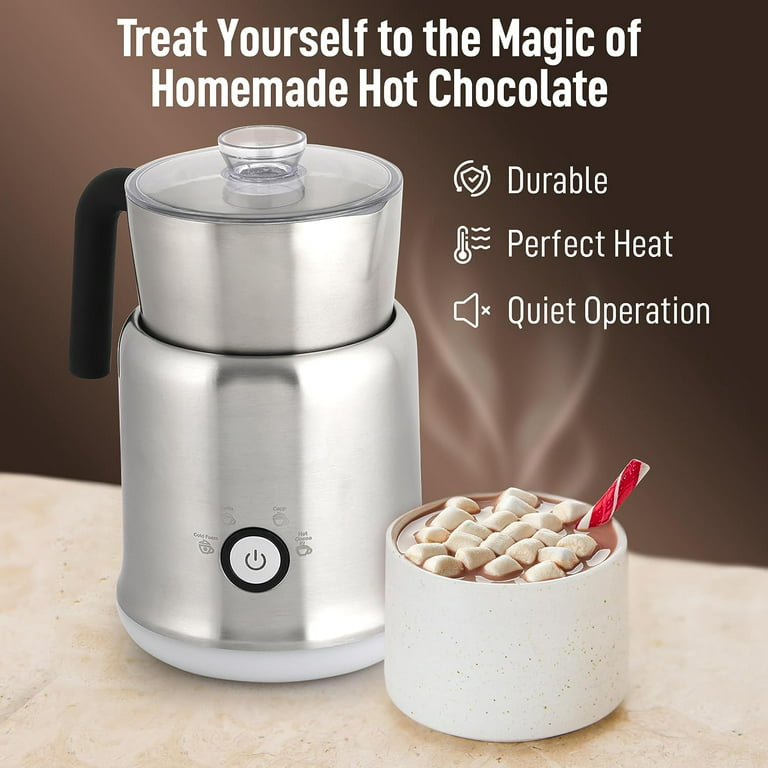 Zulay Kitchen Milk Frother and Steamer 4 in 1 Milk Foamer Electric Heater  for Coffee Midnight Black 10 oz 
