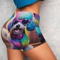 thumbnail image 4 of Daiia Rainbow Poodle Urban Street Pattern Women's Workout Shorts Biker Shorts - High Waisted Workout Spandex Tummy Control Gym Running Yoga Shorts-Medium, 4 of 8