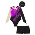thumbnail image 3 of YONGHS Kids Girls Ballet Dance Outfits Gymnastic Leotard with Shorts Unitard Biketard Tracksuit Purple&Black 12, 3 of 5
