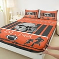 thumbnail image 3 of Homewish Cincinnati City Silhouette Full Size Sheets,Rugby Sport Theme Bed Sheets,Orange Brown Gray Sheet Sets For Boys Kids,Microfiber Bedroom Decor,4-Piece, 3 of 7