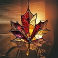 thumbnail image 5 of Stained Glass Maple Leaf Suncatcher, 5.91 inch Translucent Acrylic Fall Window Decor, Hanging Autumn Pendant with Metal Chain, Vintage Seasonal Wall Accent, Harvest Home Ornament, Thanksgiving Decor, 5 of 7