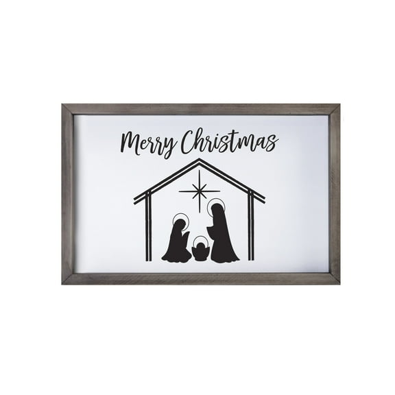 Merry Christmas Framed Shadow Box - Nativity Merry Christmas
