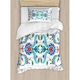 thumbnail image 3 of Traditional House Decor Queen Size Duvet Cover Set, Old Turkish Ceramic Mosque with Tulips Vintage Ottoman Heritage Image, Decorative 3 Piece Bedding Set with 2 Pillow Shams, Blue Red, by Ambesonne, 3 of 3