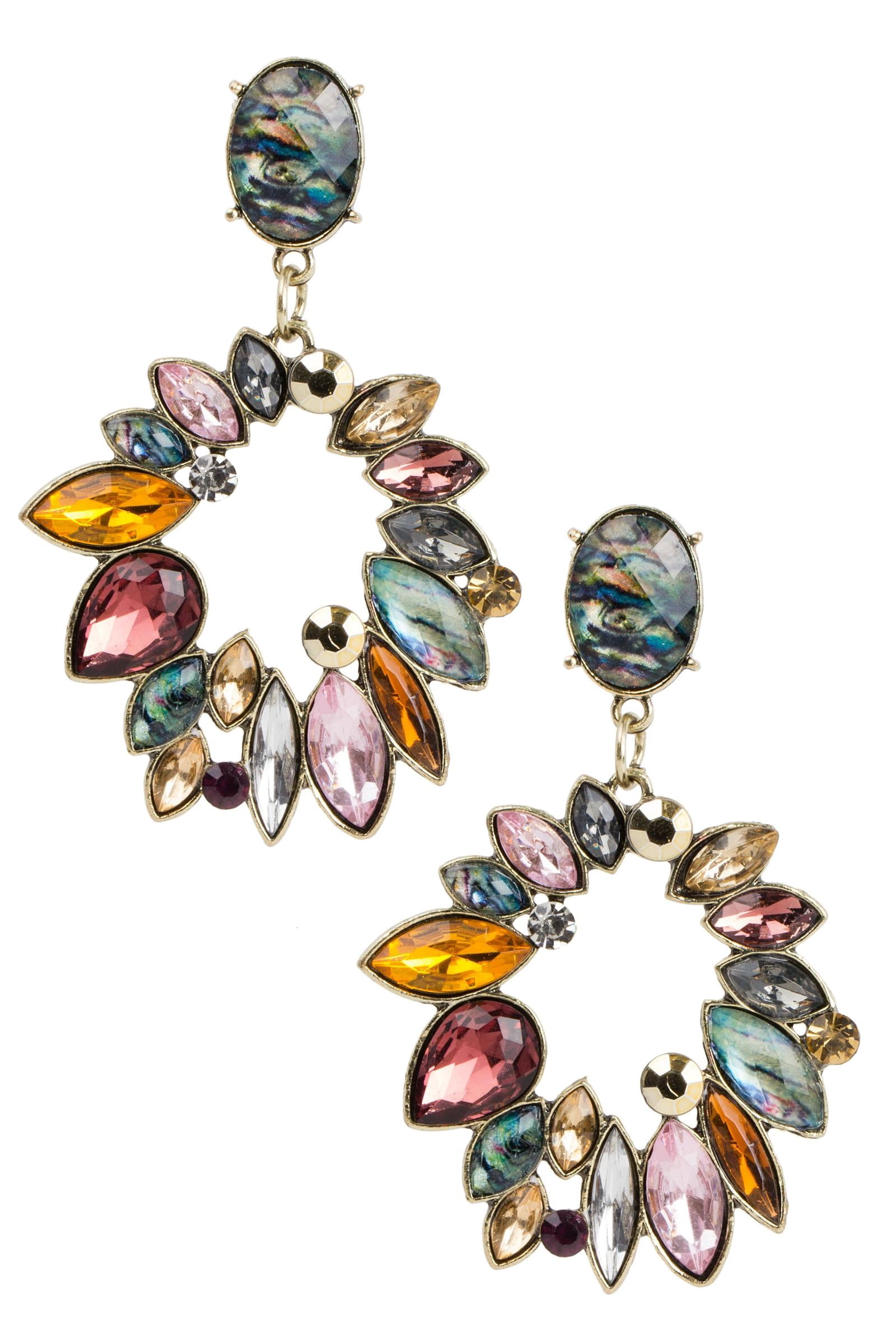 Colorful Crystal Drop Earring Gold Plated