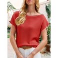 thumbnail image 6 of Short Sleeve Womens One Shoulder Sweater Tops Casual Loose Knit Going Out Shirt, 6 of 6