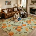 thumbnail image 4 of Washable Area Rugs 6x9 FT Oranges Fruits Rugs for Living Room Non-Slip Soft Non-Shedding Low-Profile Rectangle Farmhouse Florals Vintage Brown Large Rug Carpet for Bedroom Dining Room Home Decor, 4 of 8