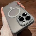 thumbnail image 3 of Matte Translucent Magnetic Phone Case For IPhone 16 14 13 15 12 11 Pro Max Plus Magsafe Wireless Charge Armor Shockproof Cover Black For iPhone 14 ProMax, 3 of 6