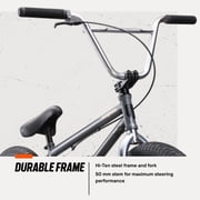 دراجة Mongoose Legion L60 Freestyle BMX، عجلات مقاس 20 بوصة، للأعمار من 8 سنوات فما فوق، رمادي
