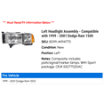 thumbnail image 2 of Left Headlight Assembly - Compatible with 1999 - 2001 Dodge Ram 1500 2000, 2 of 2