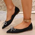 thumbnail image 2 of Xucatan Women's Pointed Toe Flats, Satin Rhinestone Bow Dress Shoes, Slip On Everyday Ballet Flats, Versatile Spring Casual Footwear Gift, 2 of 7