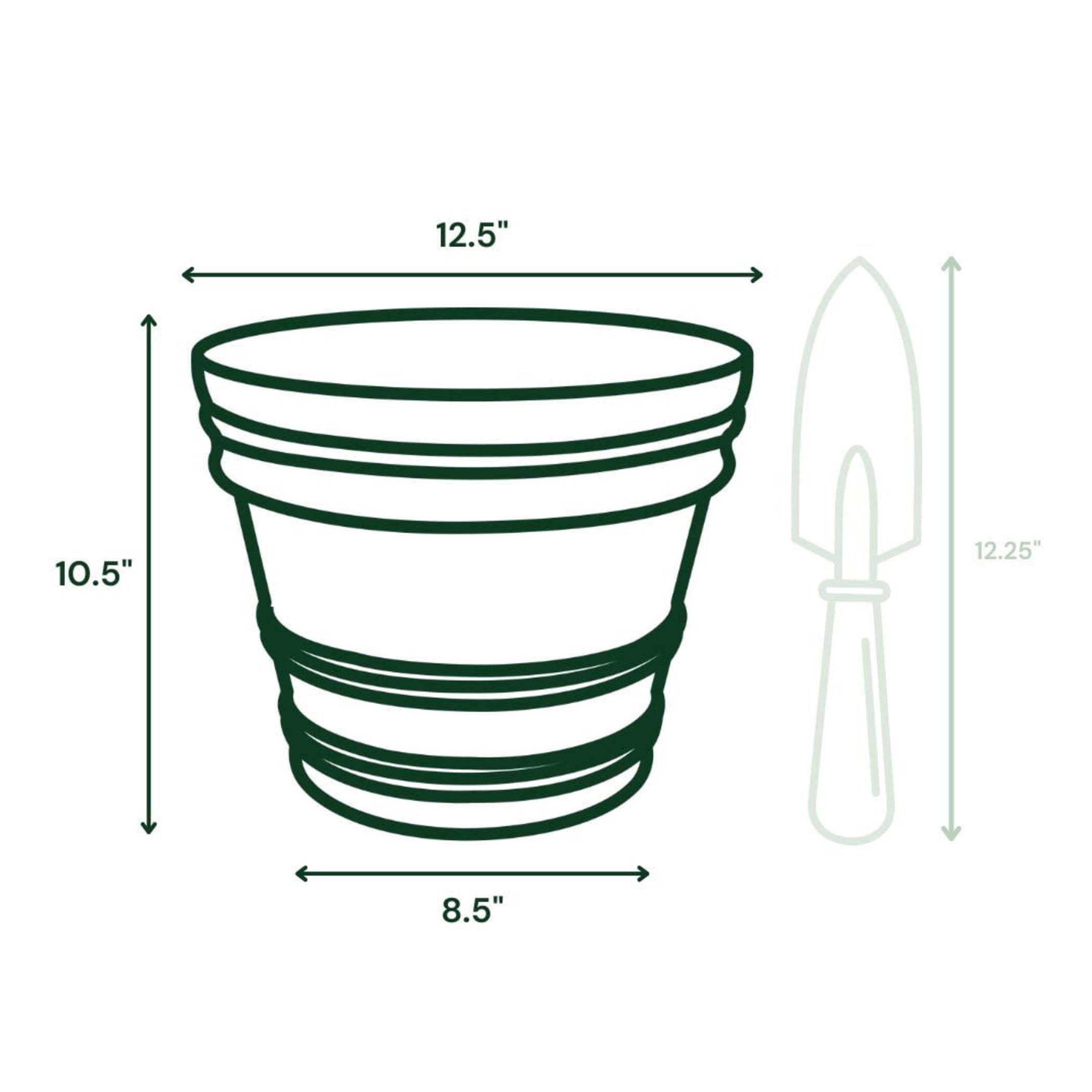 Bloem Rolled Rim 12" Round Plastic Planter - Lightweight, Heavy Duty Indoor/Outdoor Pot, Black