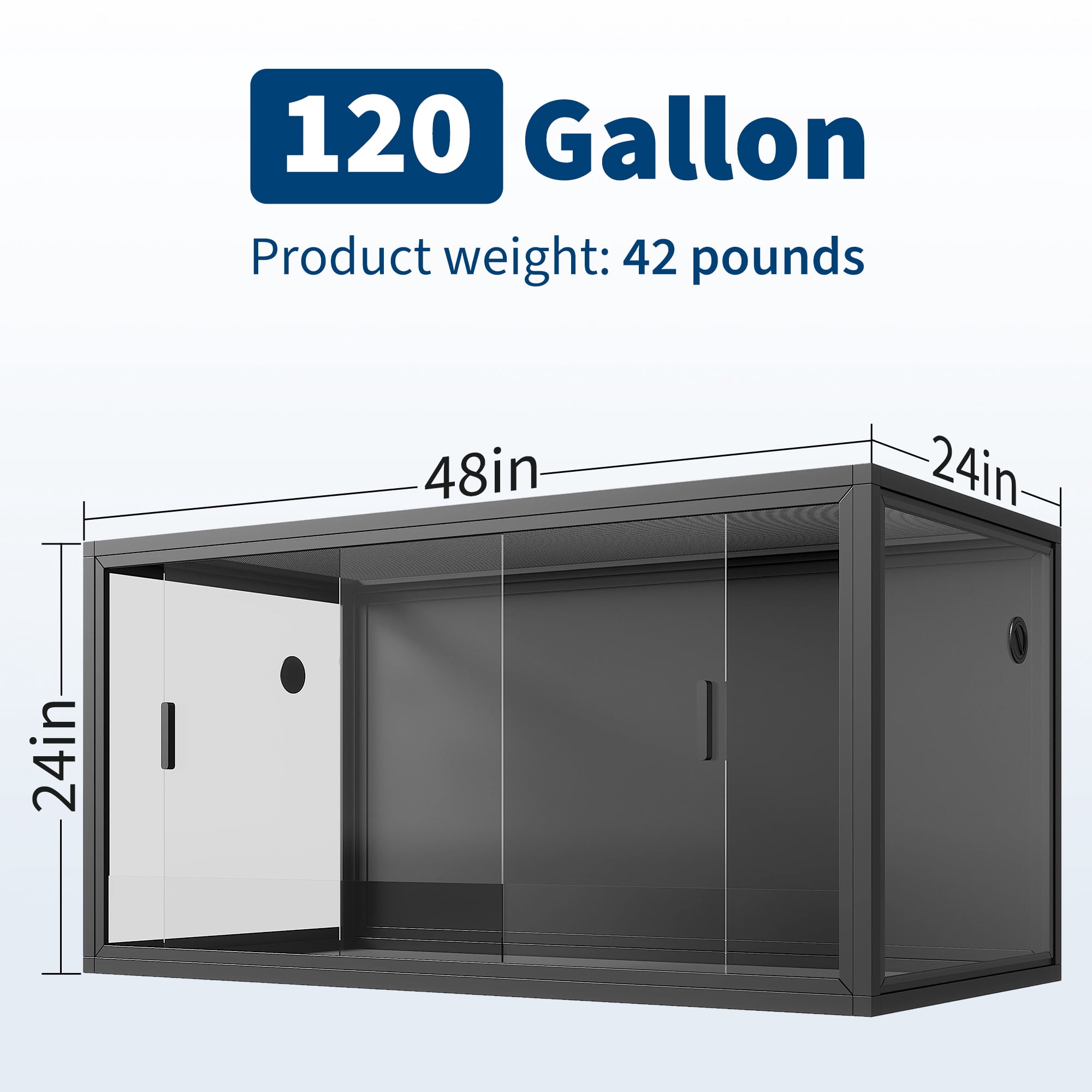 Shininglove 120-Gallon Reptile Terrarium 4'x2'x2' - Bearded Dragon Tank w/Sliding Glass Doors, Tempered Glass & Aluminum Frame, Stackable Habitat for Snakes/Lizards