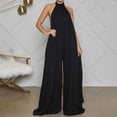 thumbnail image 2 of Giftesty Womens Pants Clearance!Women Sleeveless Solid Halter Neck Jumpsuit Casual Loose Pants, 2 of 9