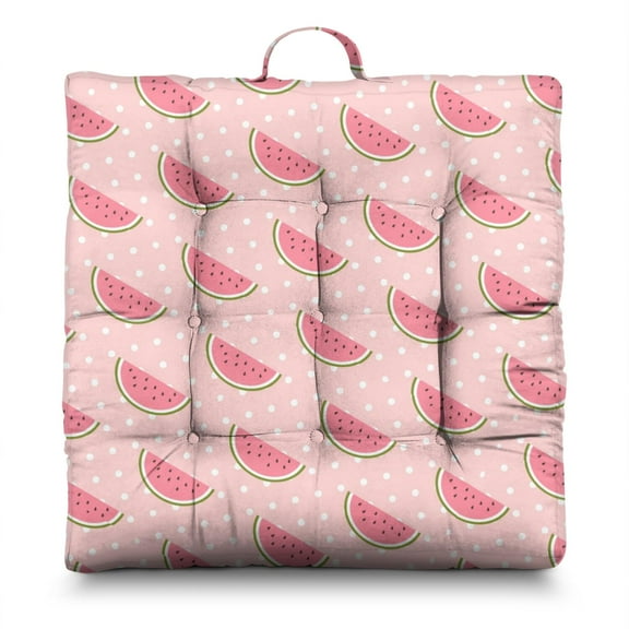 Beach Watermelon Floor Pillow – 22x22 Inch Square Cushion, Dutch Velvet, Refreshing Summer Fruit Design for Outdoor Use
