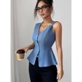 thumbnail image 4 of Womens Summer Vest Tops Dressy Business Casual V-Neck Sleeveless Button Down Trendy Outfits Blue L, 4 of 8