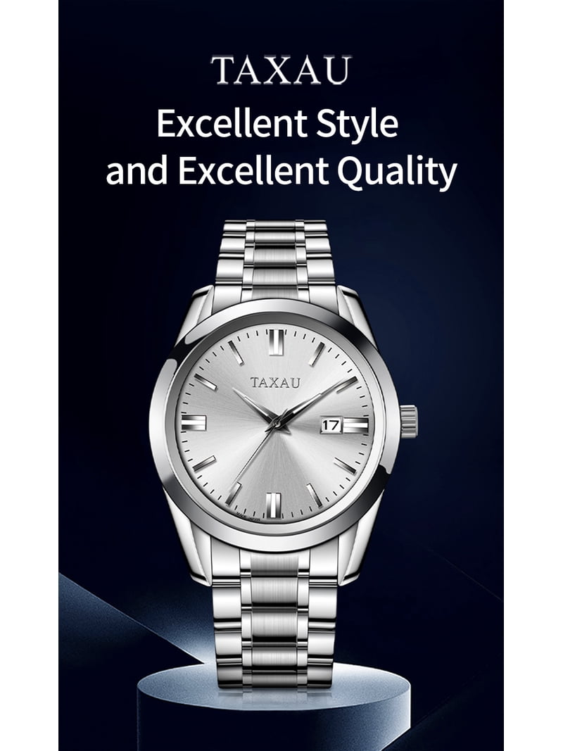 Taxau Mens Waterproof Stainless Steel Analog Quartz Dress Wrist Fashion Watches Amazon.com: Taxau Mens Watches Waterproof Watches for Men  main image 2